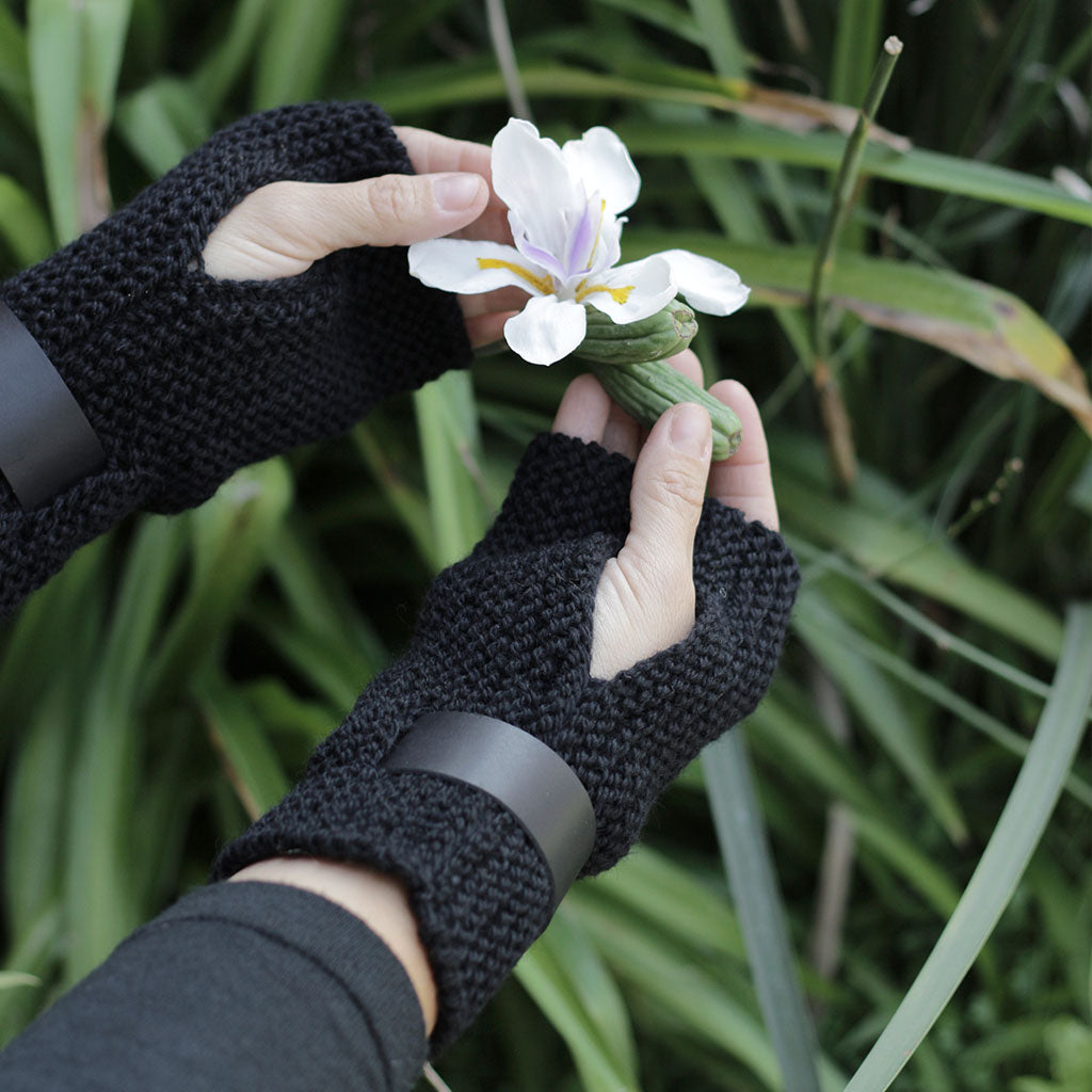 Guante mitón de lana negro