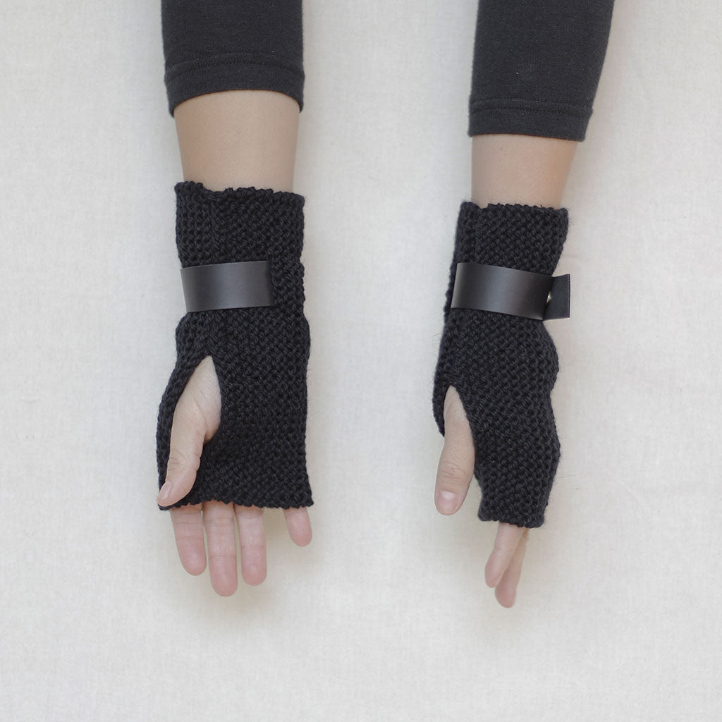 Guante mitón de lana negro