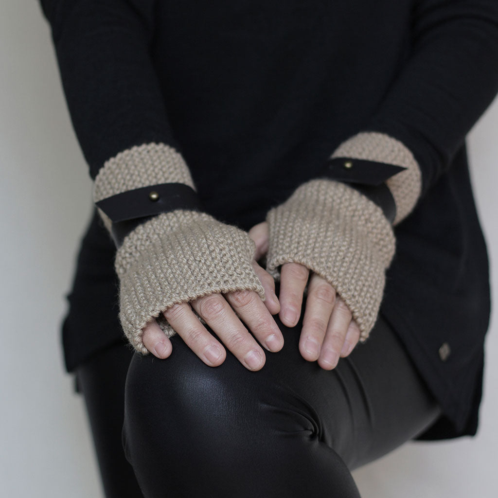Guantes mitones de lana natural
