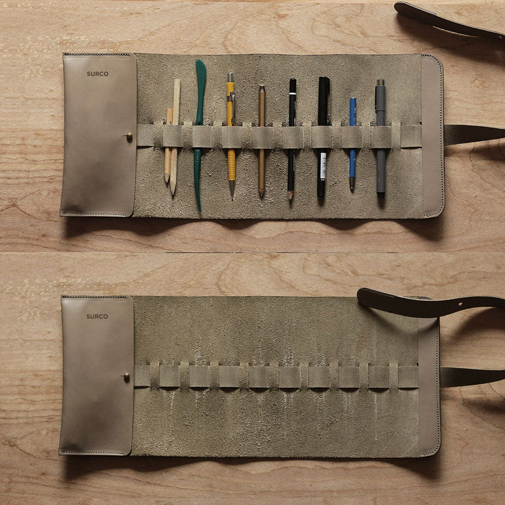 Estuche enrollable de cuero