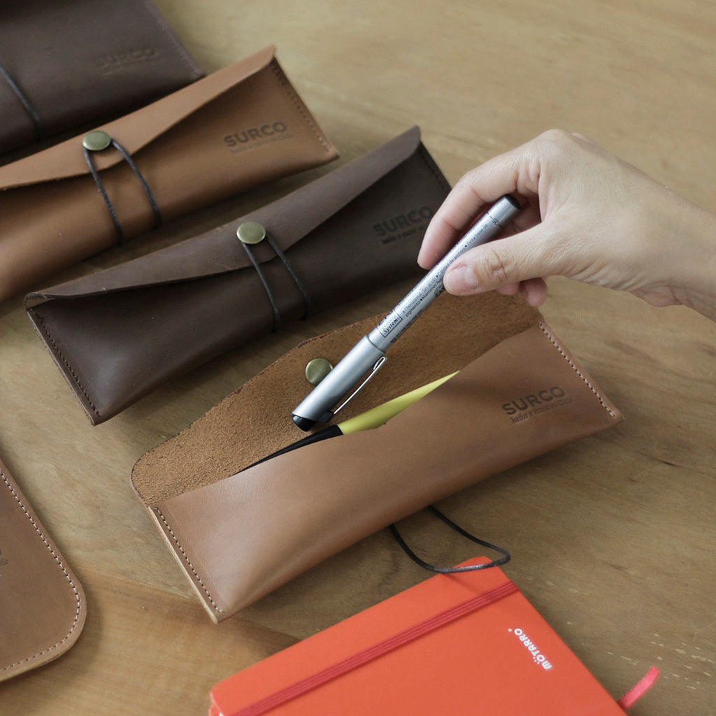 Estuche de cuero para lápices