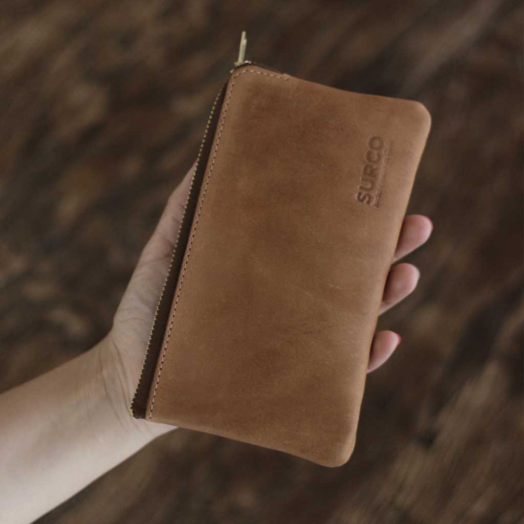 Billetera de mujer con tarjetero hecha en cuero