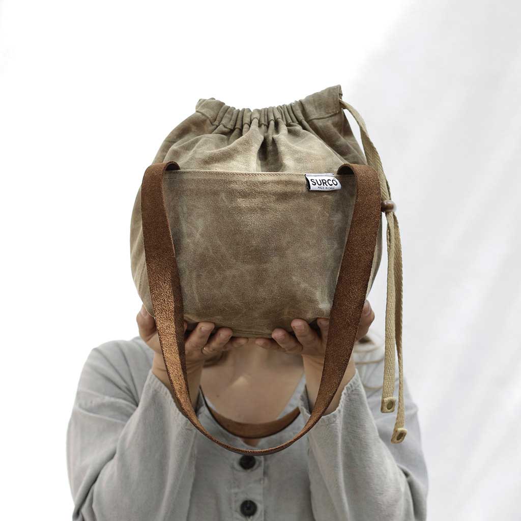 Raw Bag mini, bolso cartera algodón encerado y tintes naturales