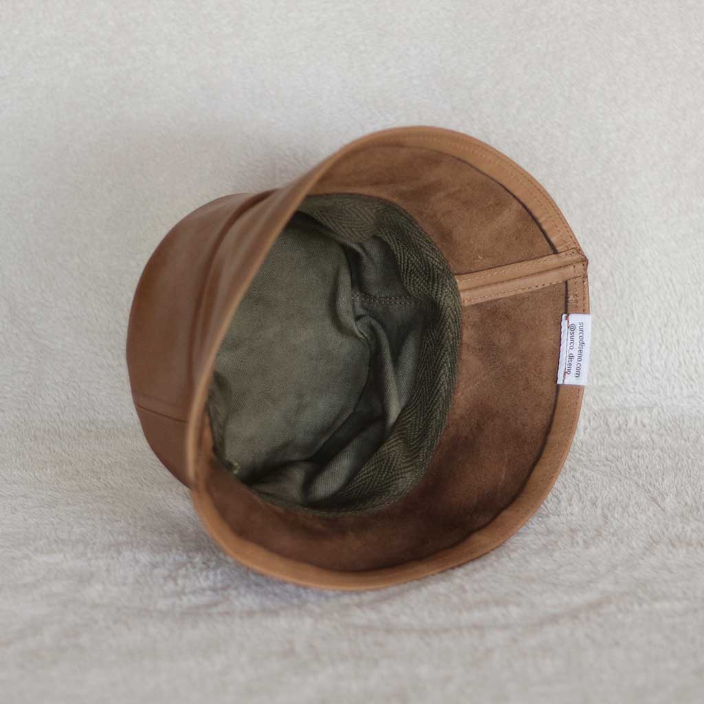 Forro interior gorro Bucket cuero café
