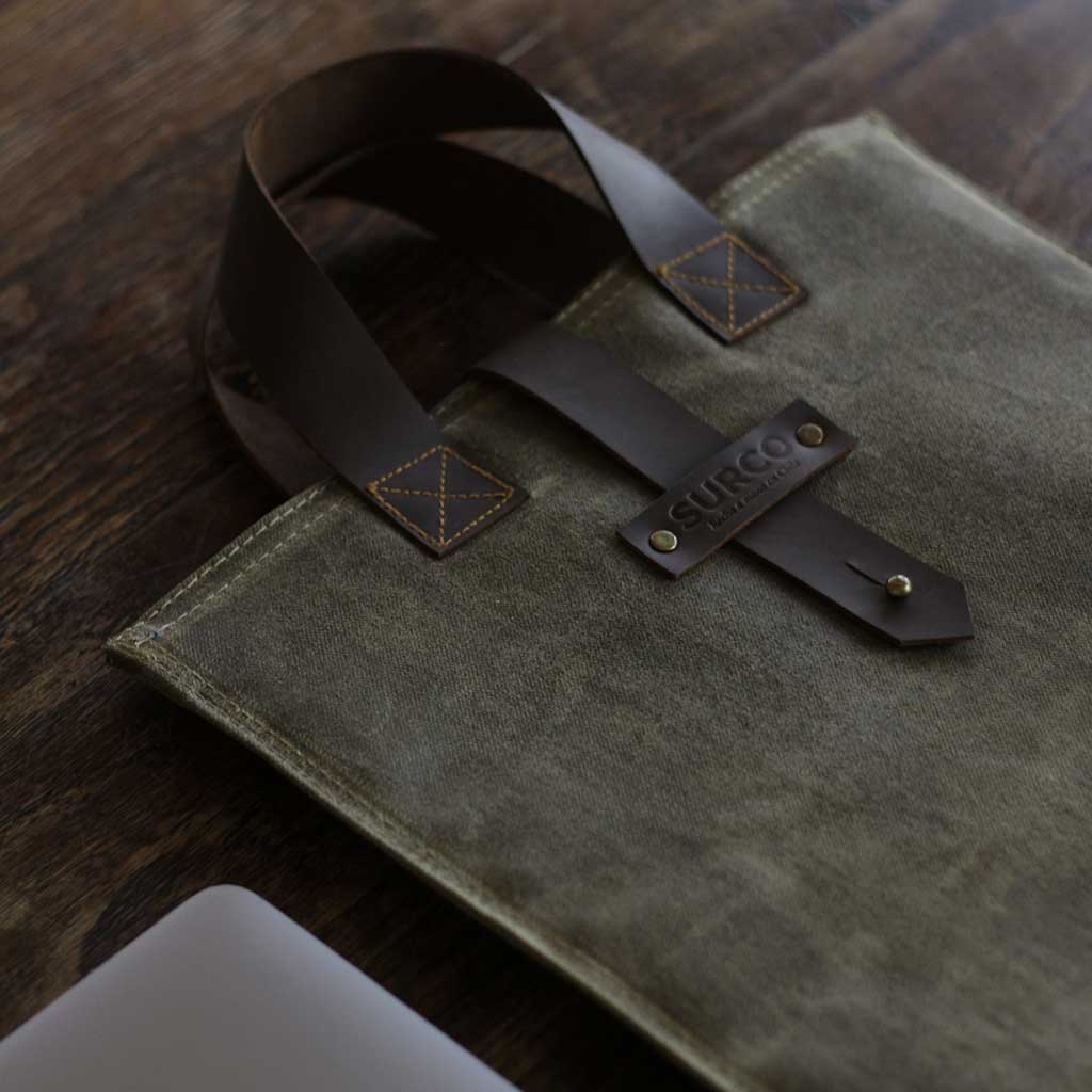 Maletín de algodón encerado acolchado para notebook