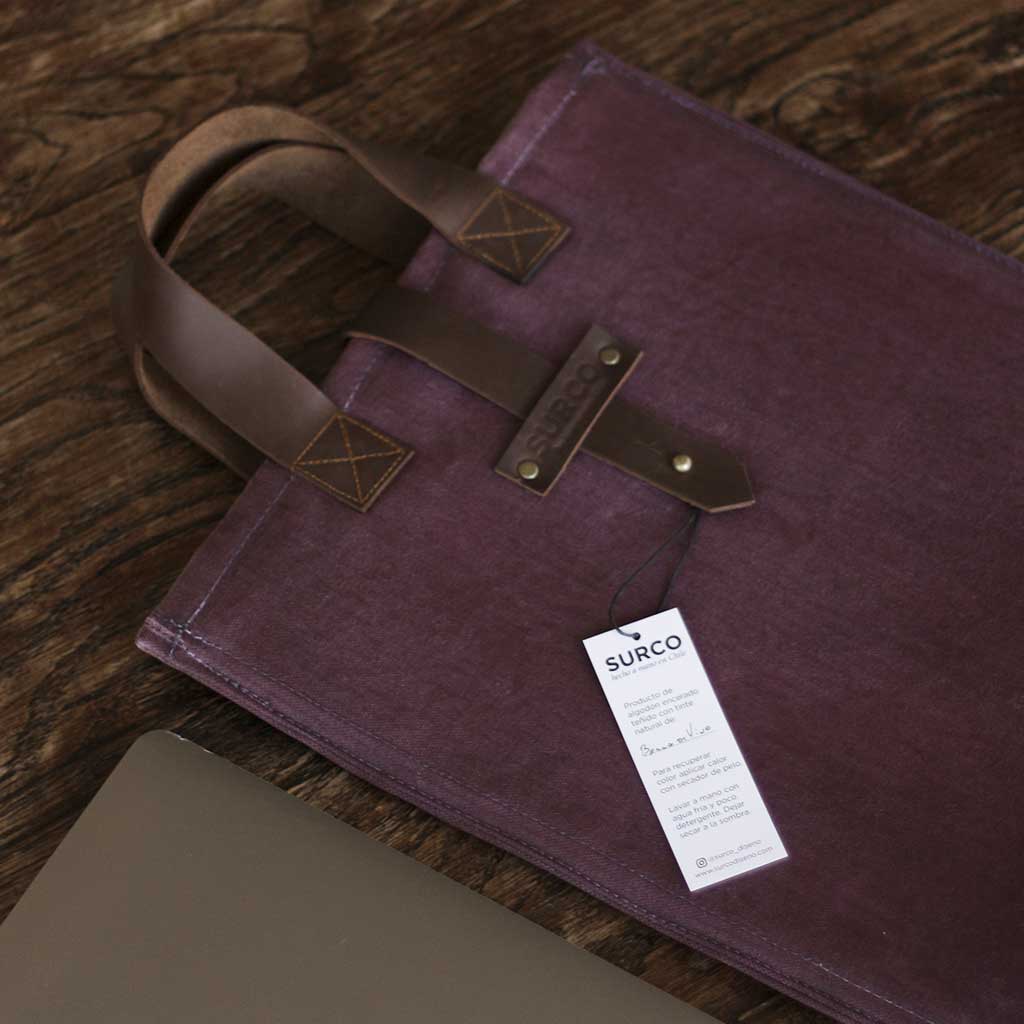 Maletín de algodón encerado acolchado para notebook