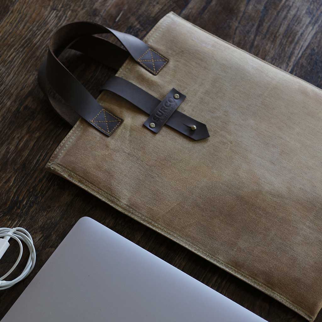 Maletín de algodón encerado acolchado para notebook