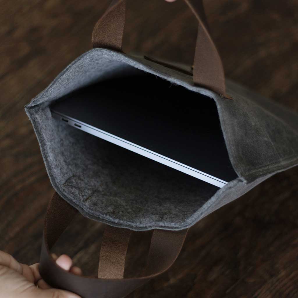 Maletín de algodón encerado acolchado para notebook