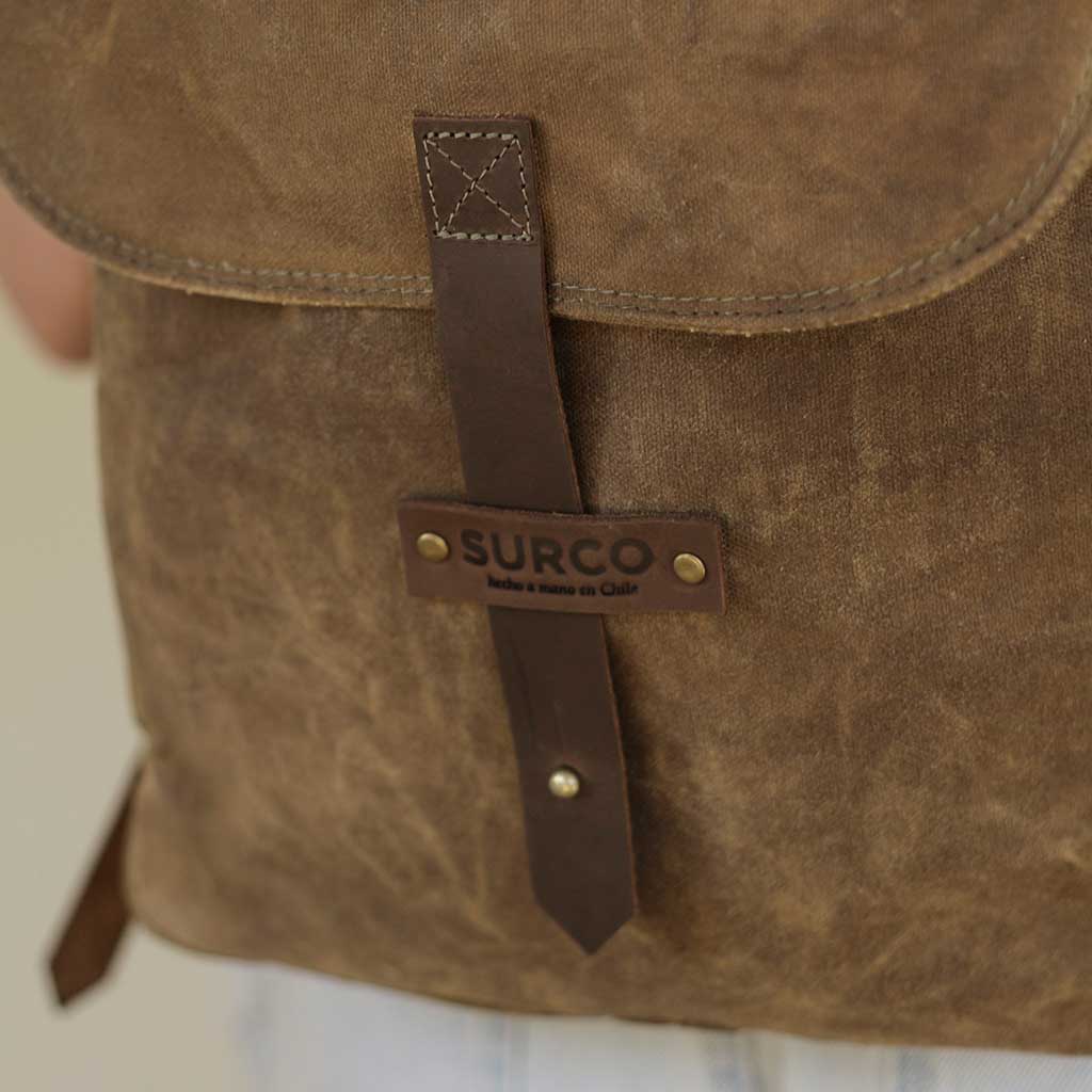 Mochila de algodón encerado detalle