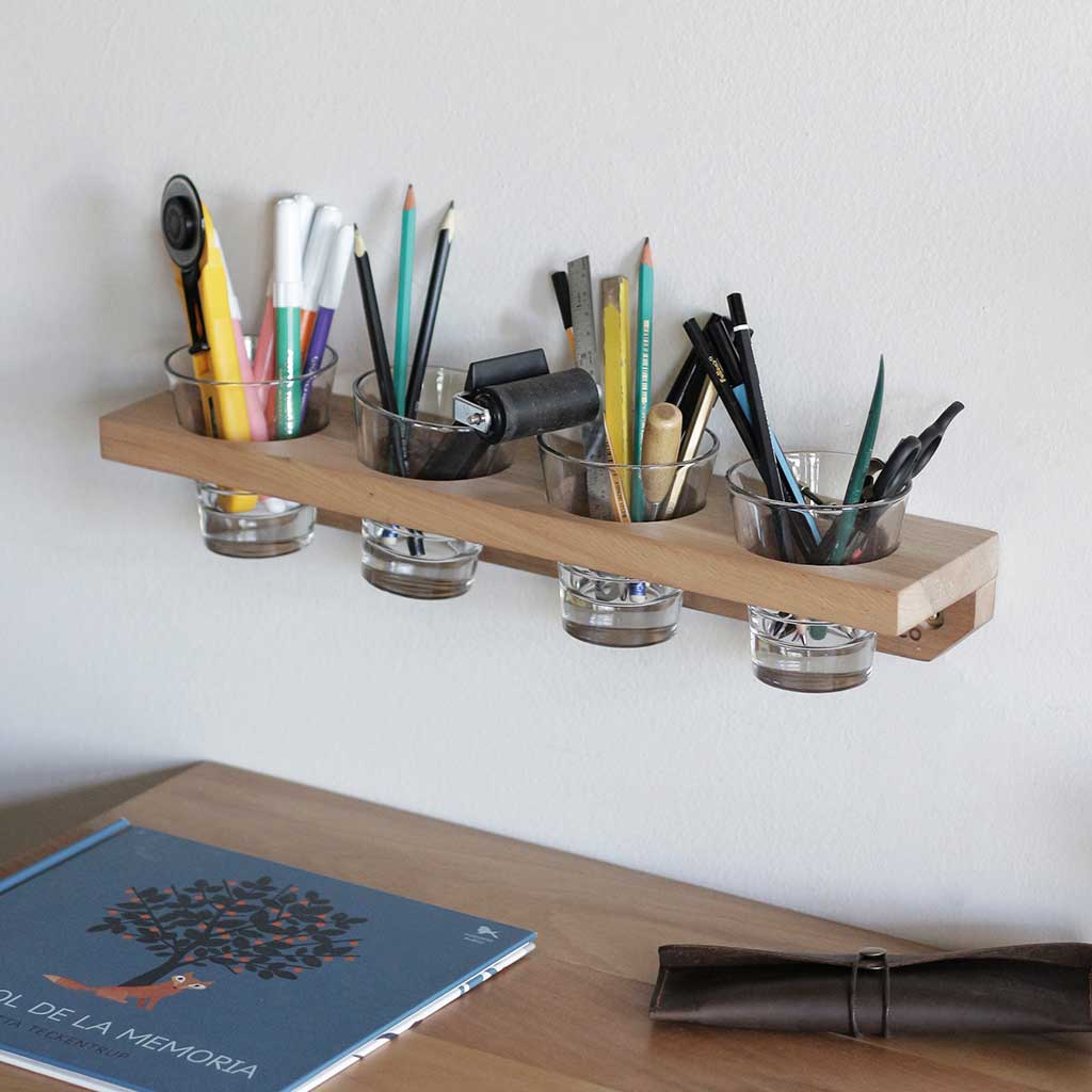 Organizador para escritorio y baño en madera nativa