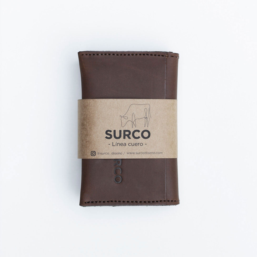 Tarjetero y billetera de cuero con cuerpo doble