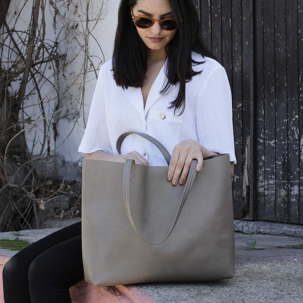 Cartera Tote de cuero Cruda