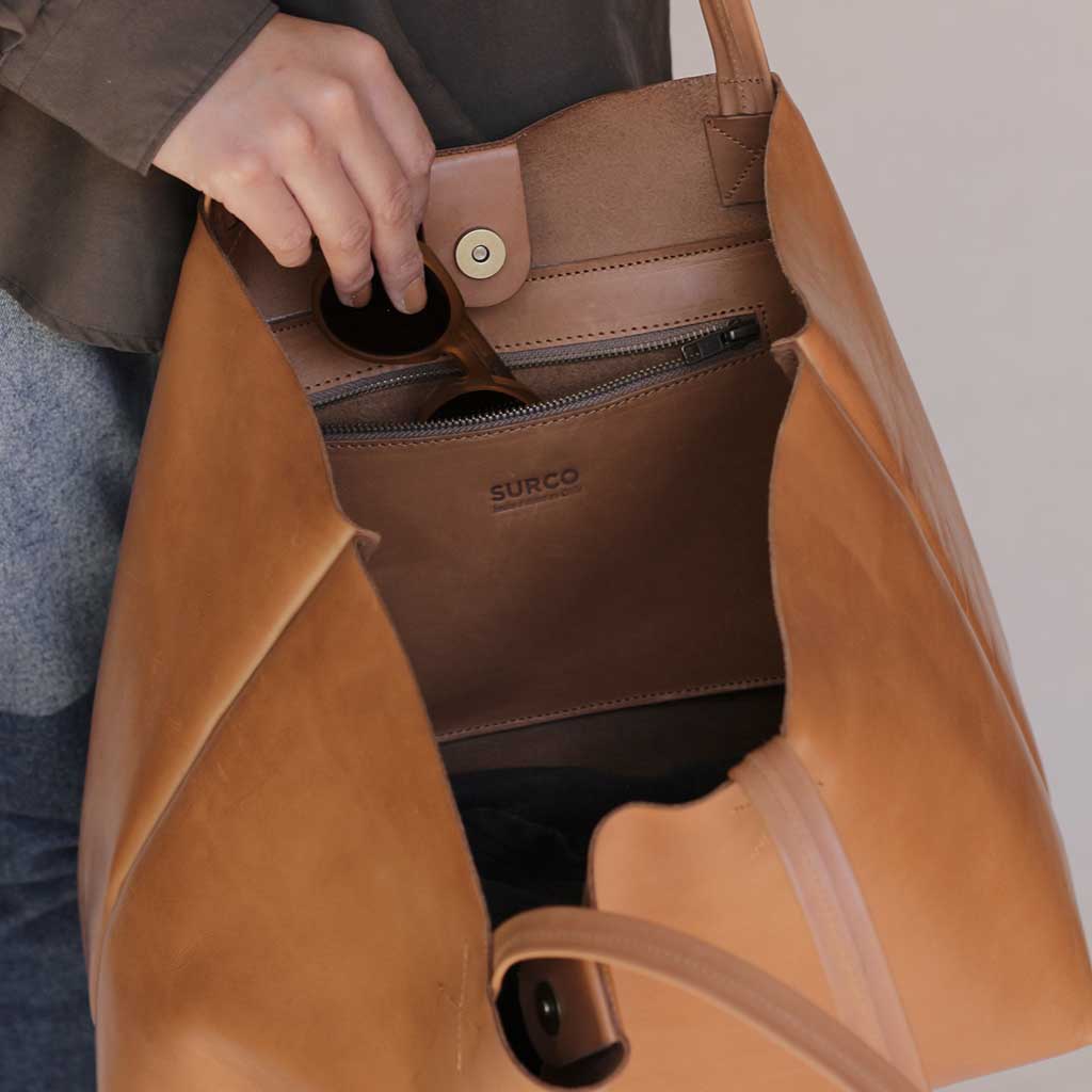 Cartera Tote de cuero Cruda