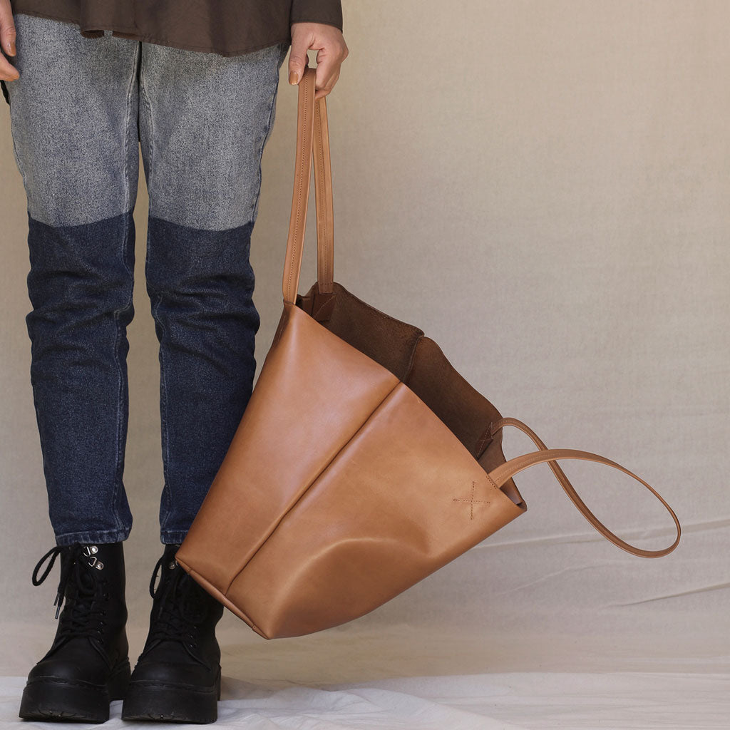 Cartera Tote de cuero Cruda