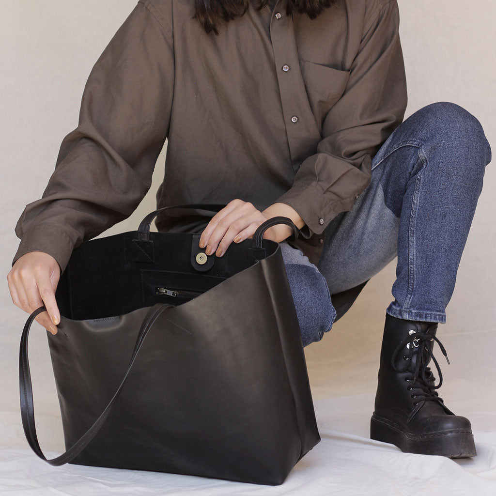 Cartera Tote de cuero Cruda