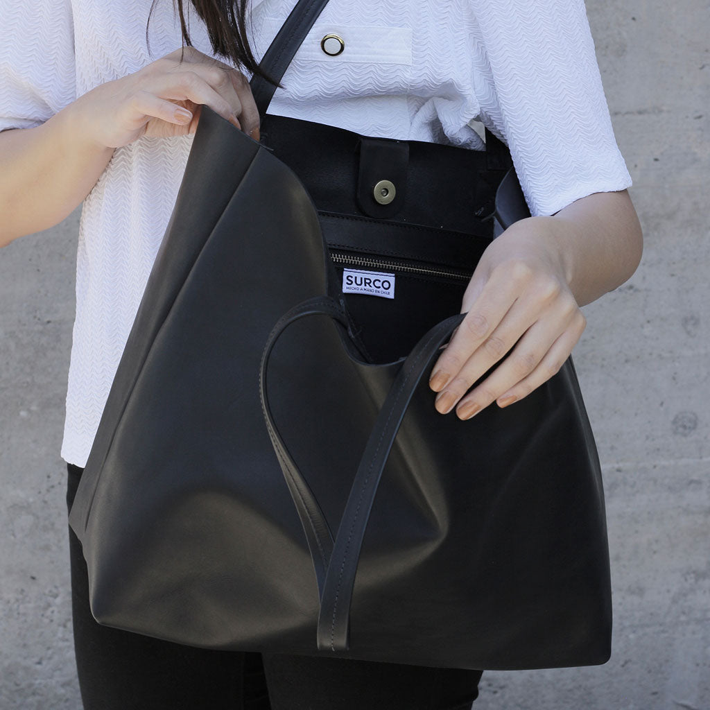 Cartera Tote de cuero Cruda