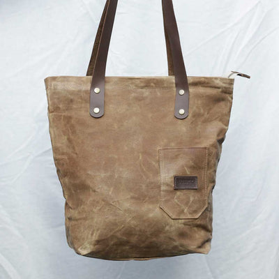 Tote Bag de algodón encerado y tintes naturales camel