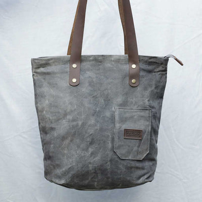 Tote Bag de algodón encerado y tintes naturales gris