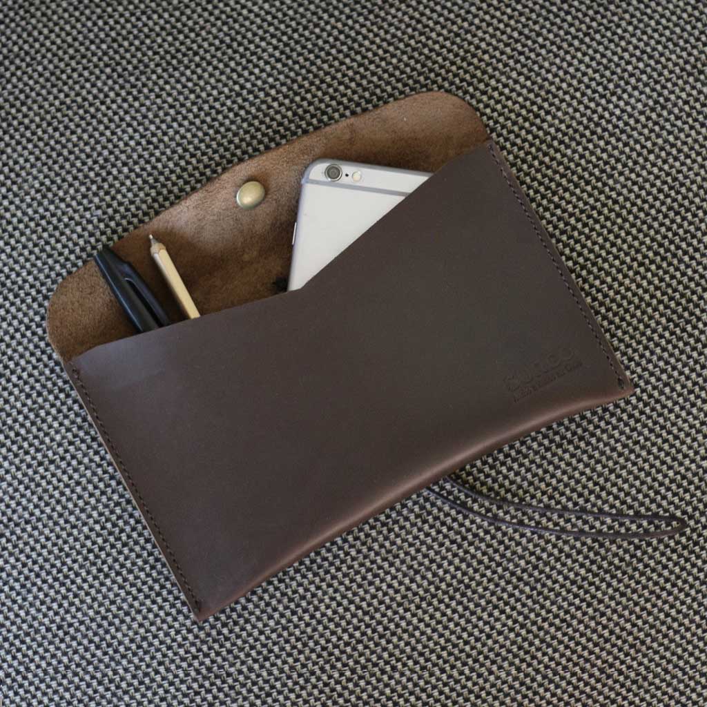 Estuche grande multiporopósito de cuero para lápices y otros