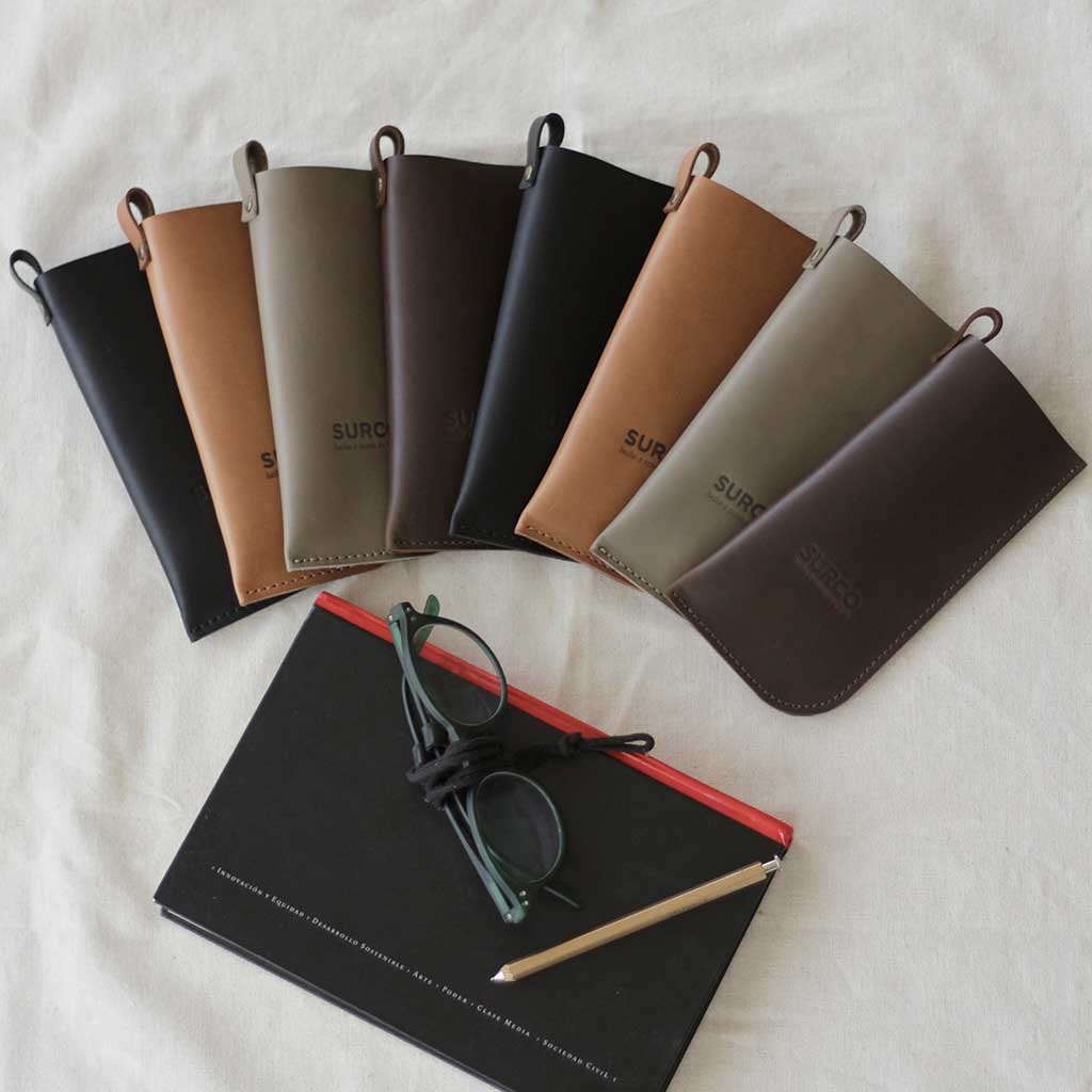 Estuche funda de cuero para lentes o anteojos 