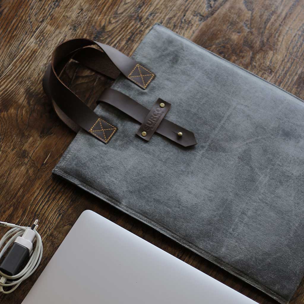 Maletín de algodón encerado acolchado para notebook 