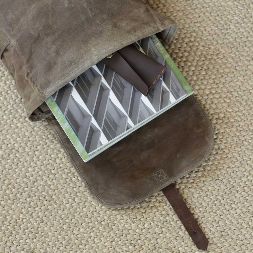 Mochila de algodón encerado detalle